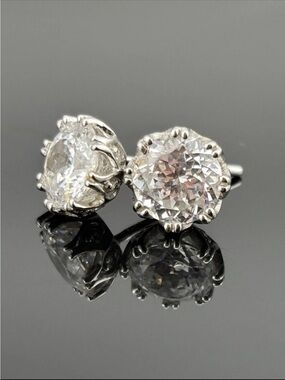 Tacori IV Stud Earrings CZ Diamonique Crescent TACORI